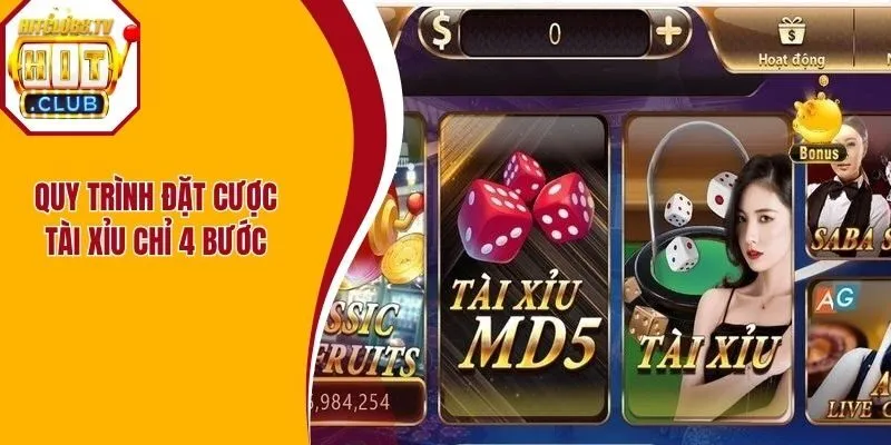 Quy trình đặt cược vào tài xỉu chỉ 4 bước tại Hitclub